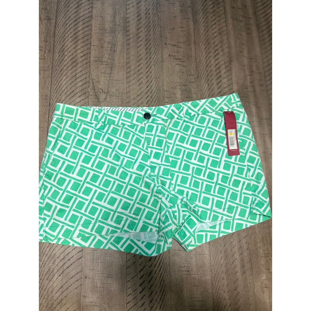 Merona Women's Geometric Green White Shorts Size 14 NWT Casual